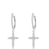 Diamond Cross Dangle Earrings, 14K White Gold Discount