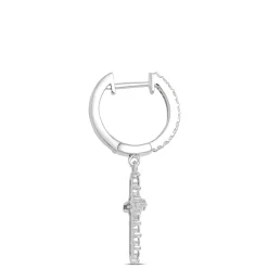 Diamond Cross Dangle Earrings, 14K White Gold Discount
