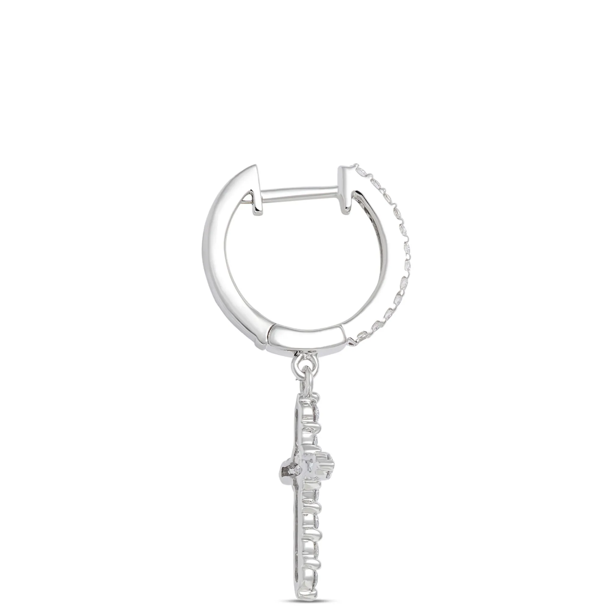 Diamond Cross Dangle Earrings, 14K White Gold Discount