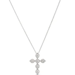 Diamond Cross Necklace, 14K White Gold Discount
