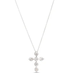 Diamond Cross Necklace, 14K White Gold Discount