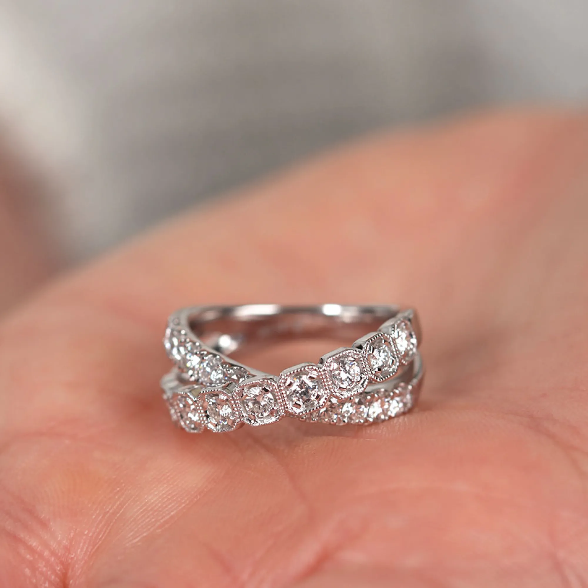 Diamond Crossover Band 14K Best