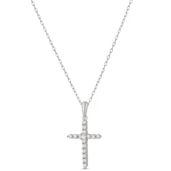 Diamond Cross Pendant, 14K White Gold New