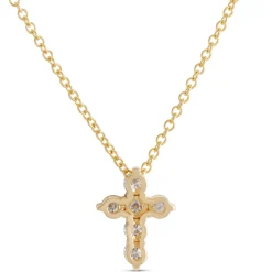 Diamond Cross Pendant, 14K Yellow Gold Outlet