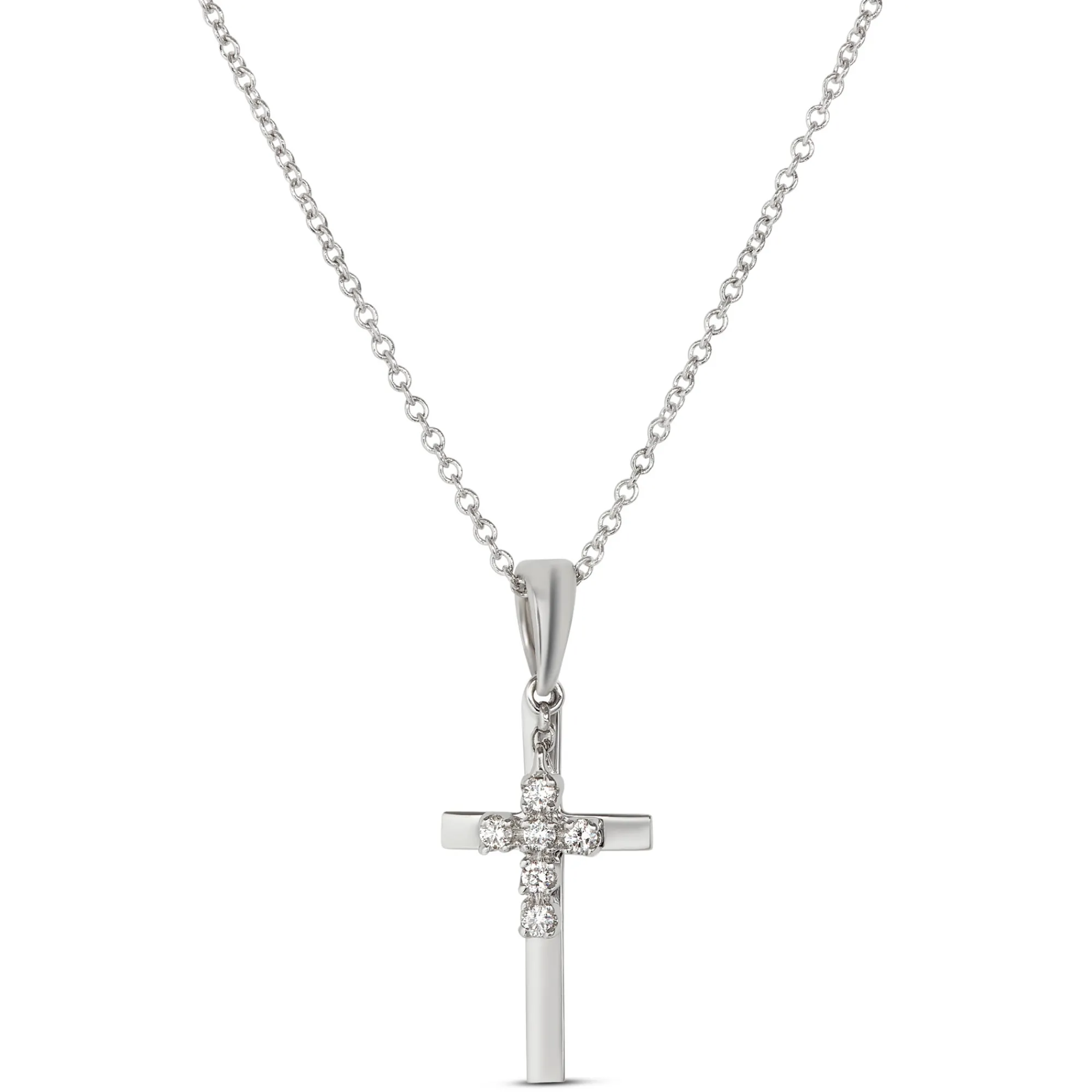 Diamond Double Cross Pendant 14K Hot