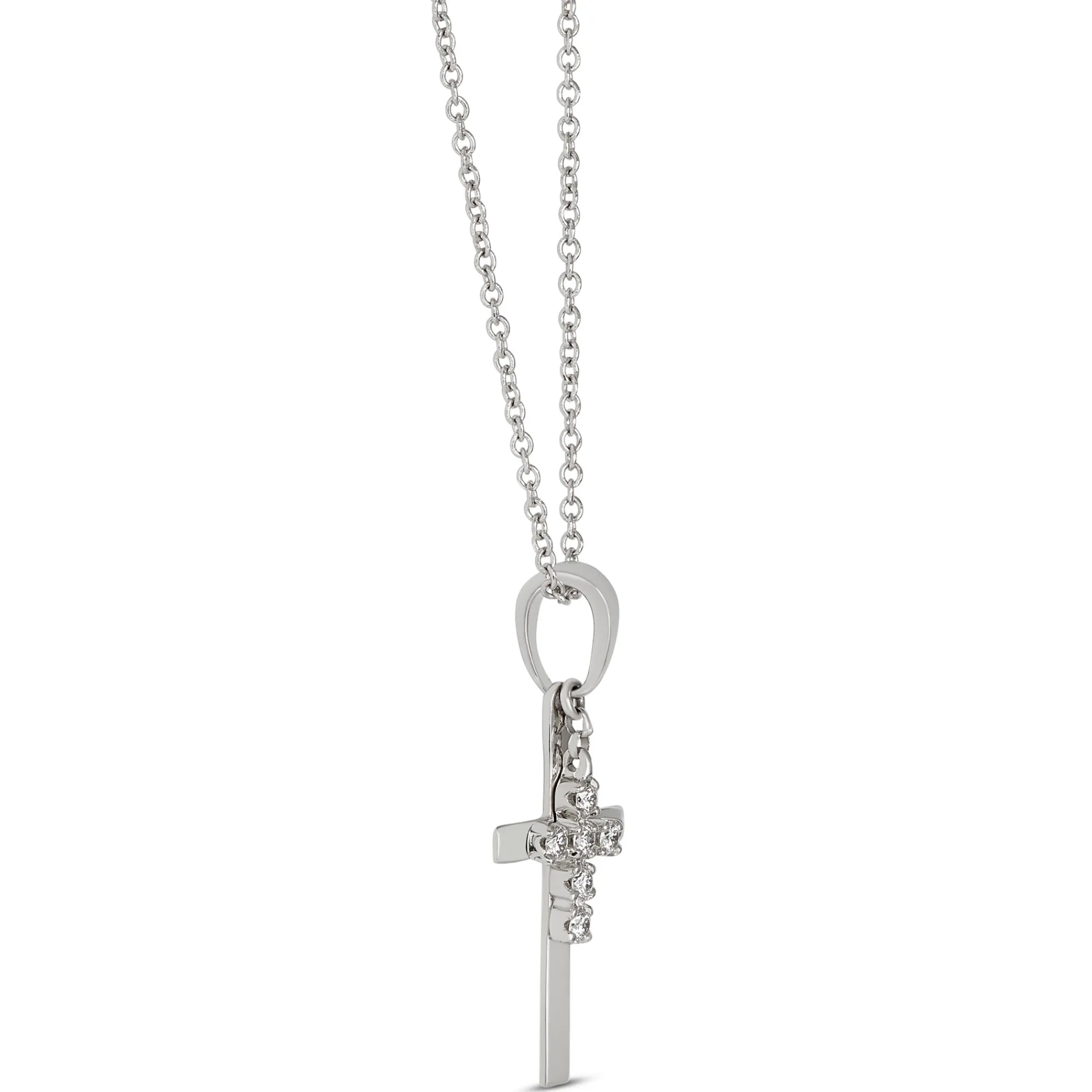 Diamond Double Cross Pendant 14K Hot