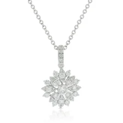 Diamond Floral Burst Necklace 14K Sale