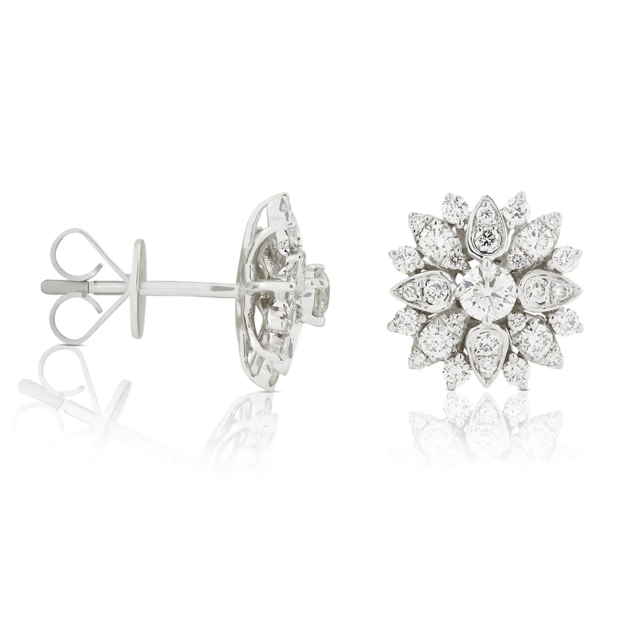 Diamond Floral Burst Stud Earrings 14K Online