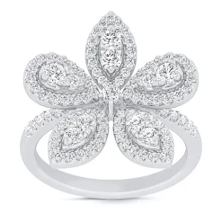 Diamond Flower Band, 14K White Gold Best