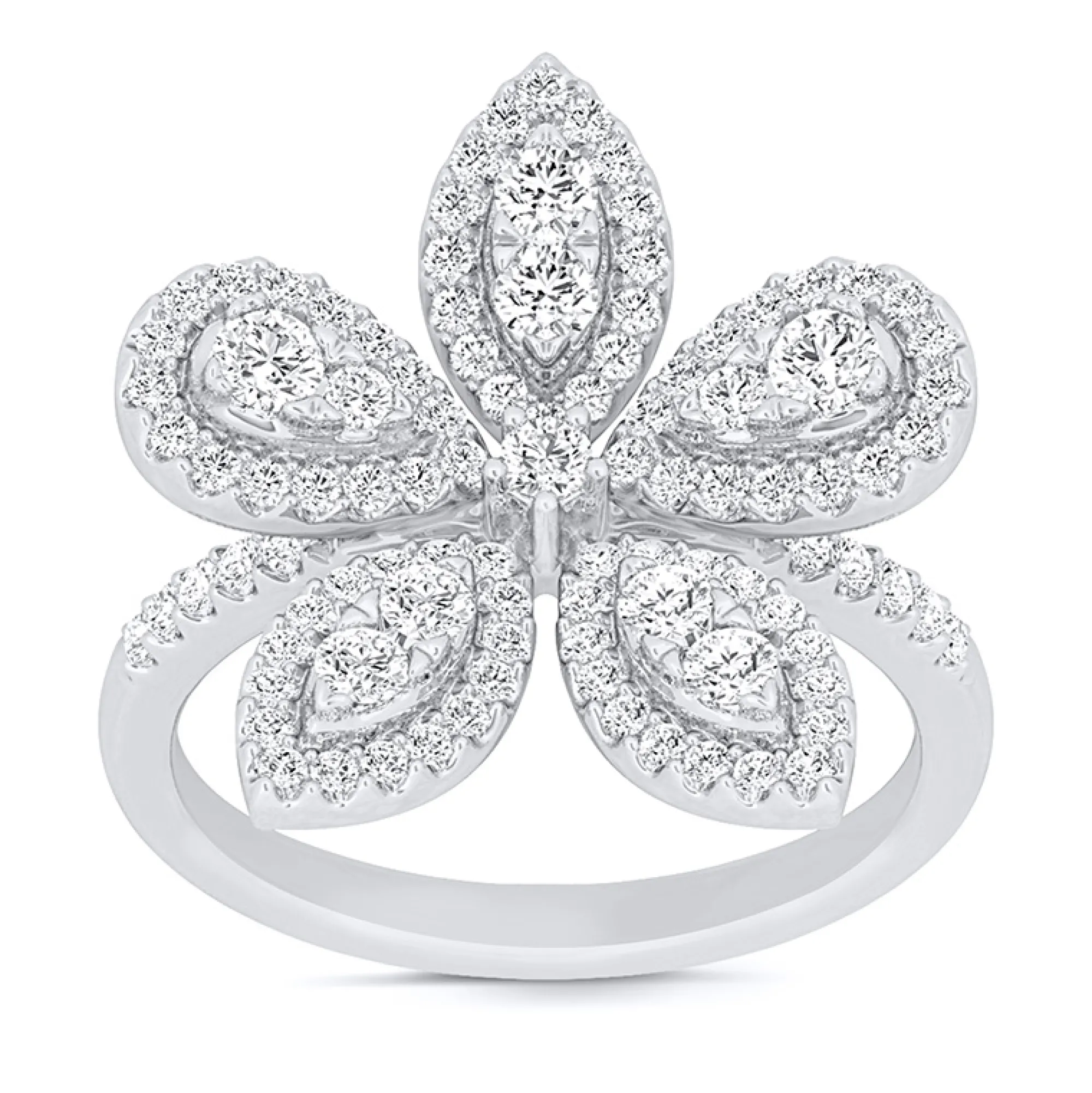 Diamond Flower Band, 14K White Gold Best