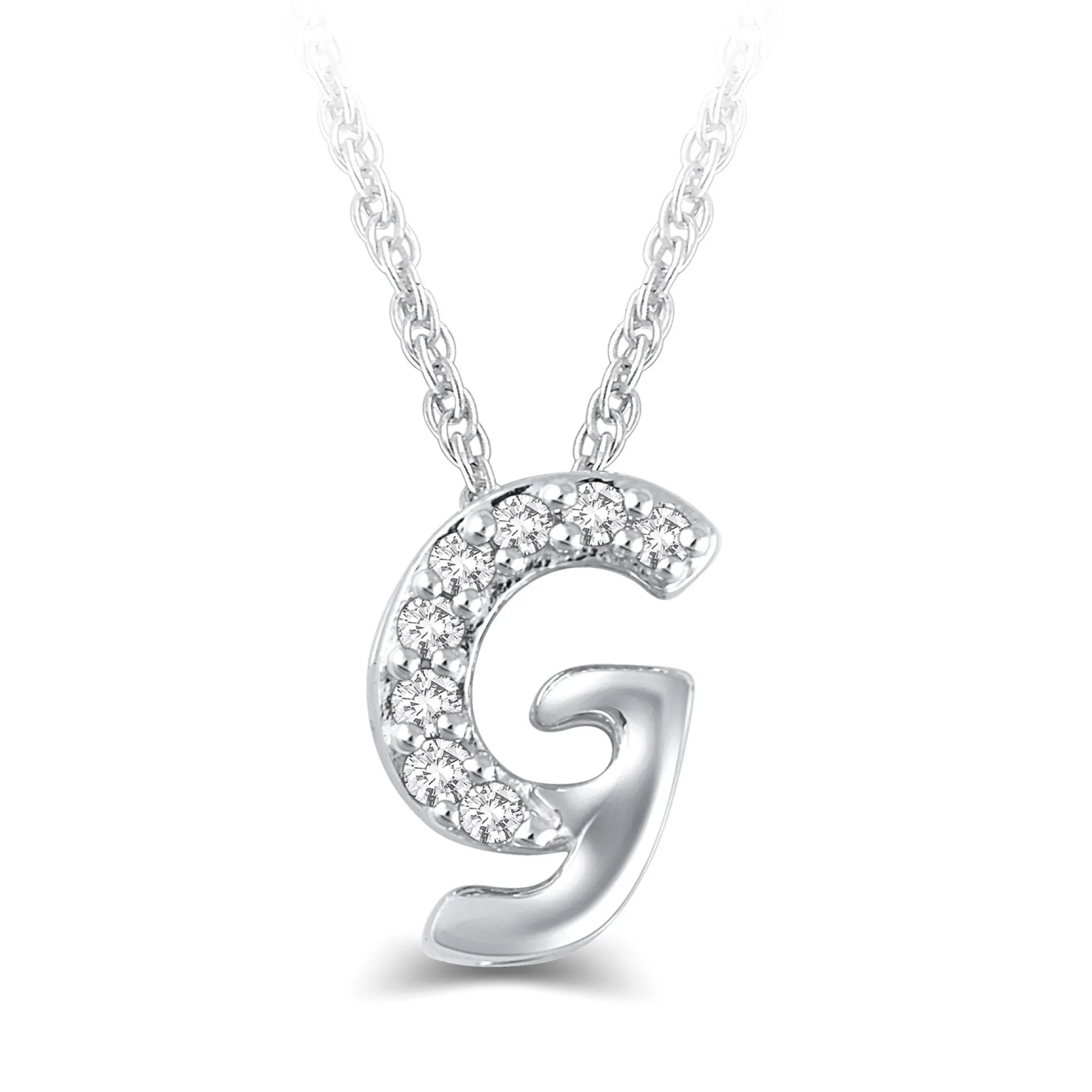 Diamond "G" Initial Pendant 14K Clearance