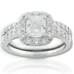 Diamond Halo Bridal Set 14K Outlet