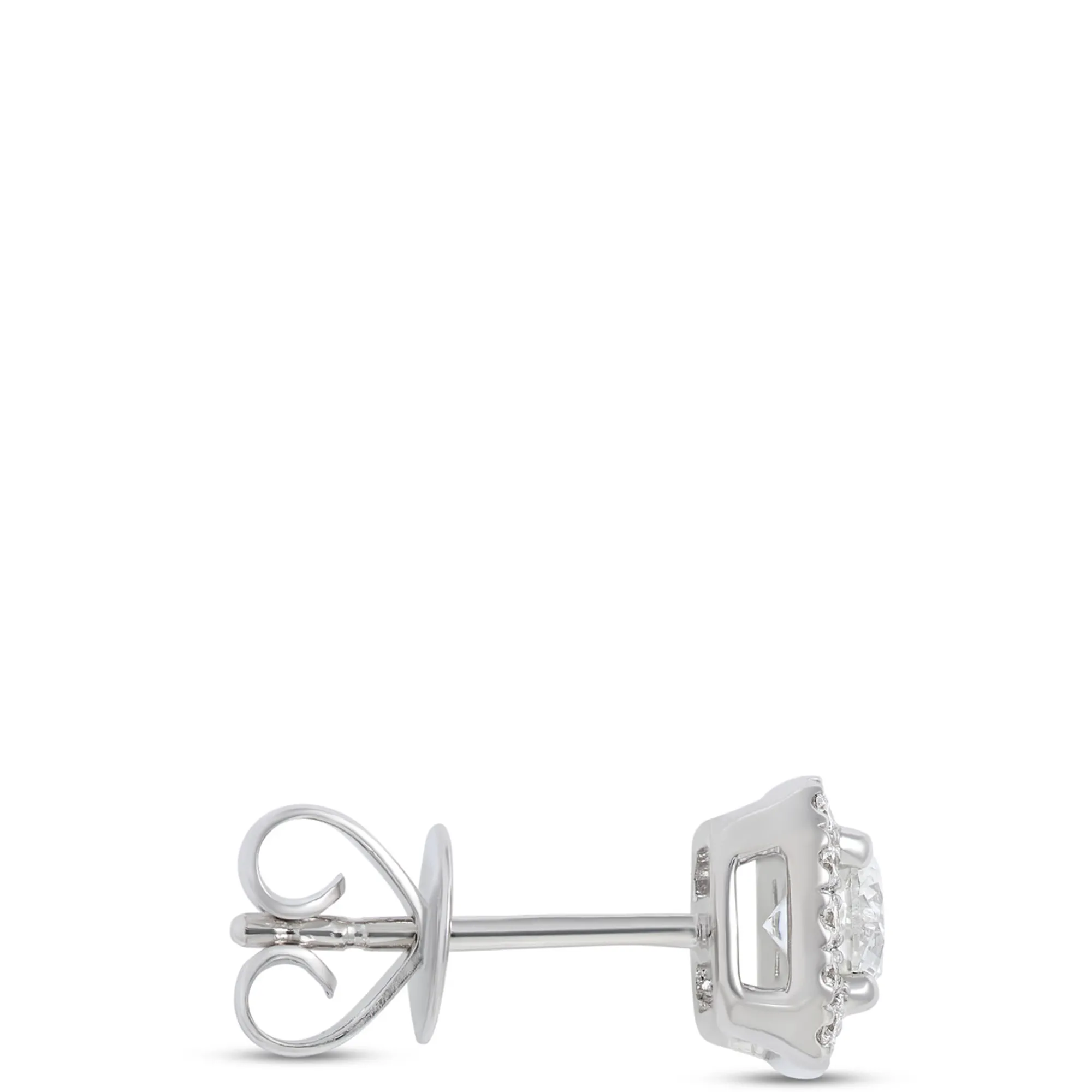 Diamond Halo Stud Earrings in 14K White Gold Discount