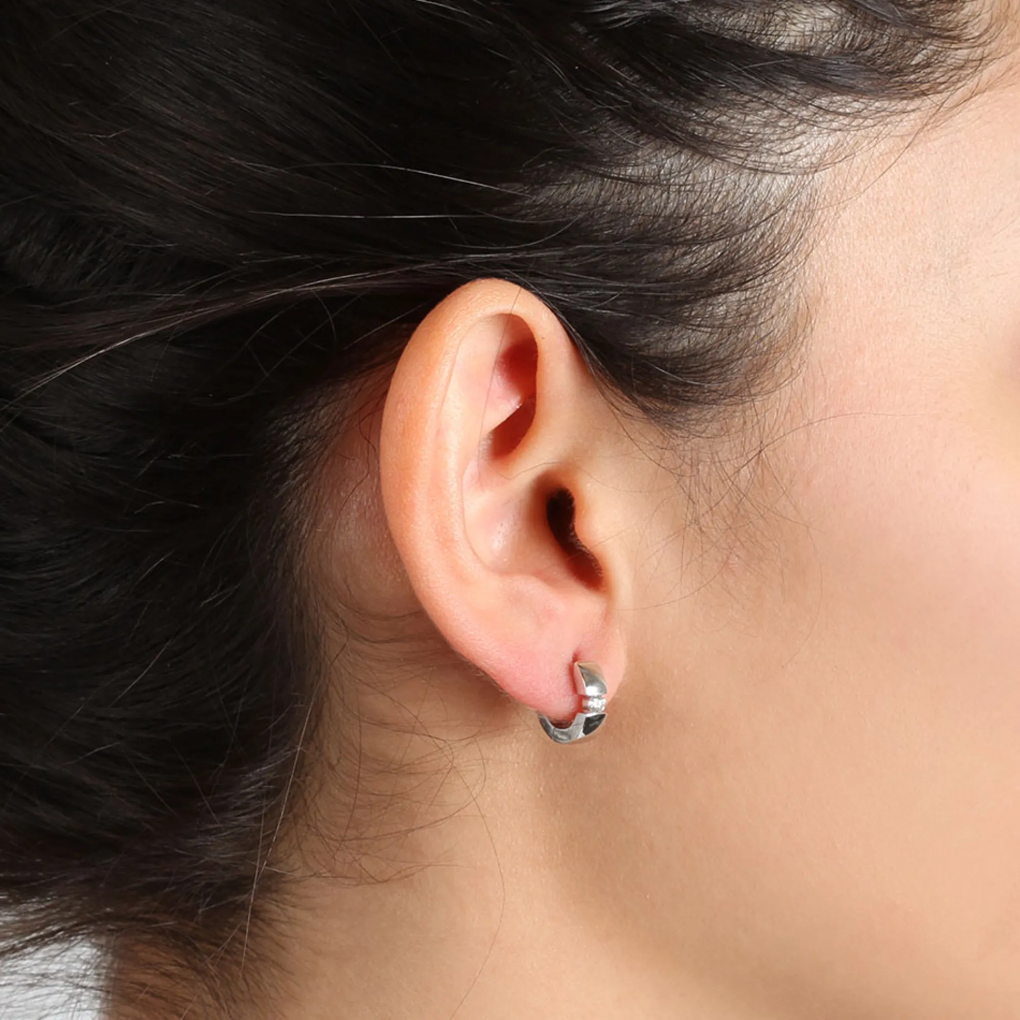 Diamond Huggie Earrings, 14k White Gold Online