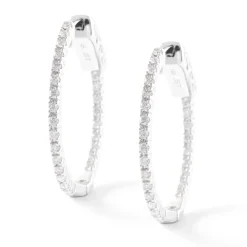 Diamond Inside Out Hoops in 14K White Gold Discount