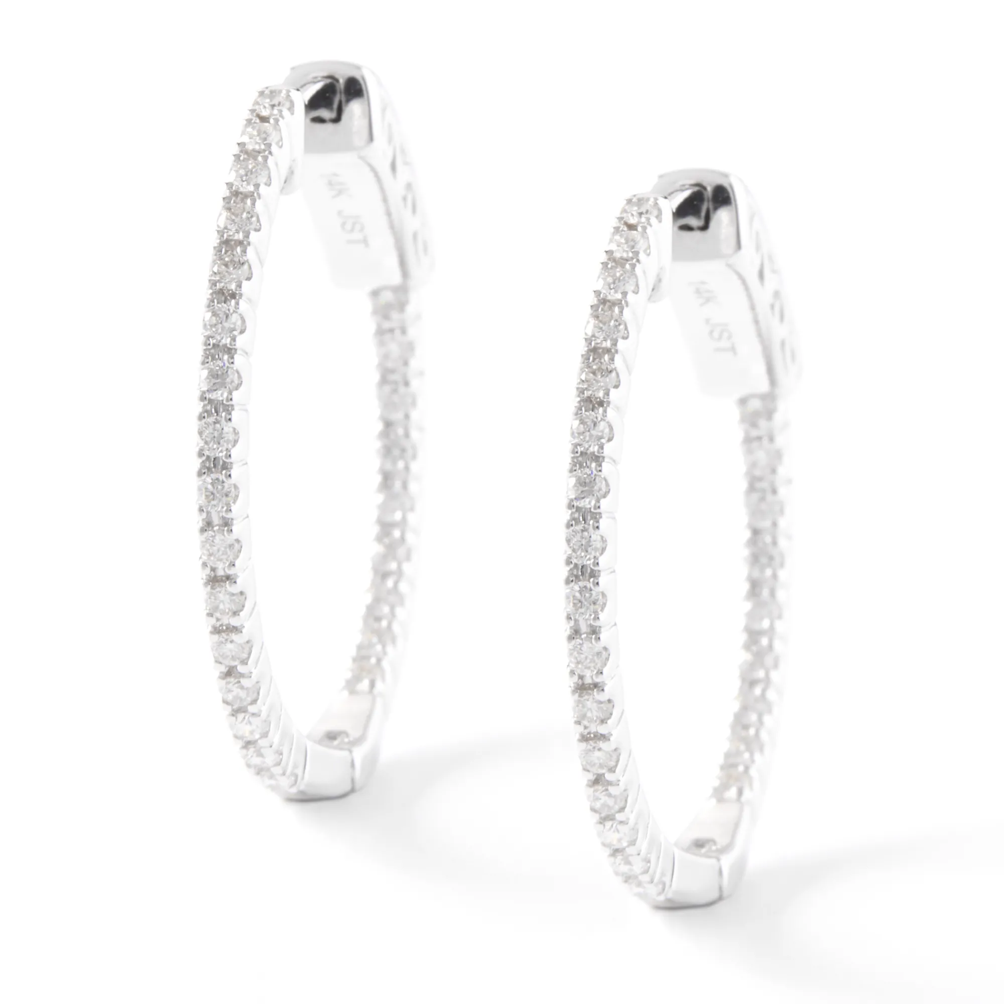 Diamond Inside Out Hoops in 14K White Gold Discount