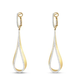 Diamond Loop Dangle Earrings, 14K Yellow Gold Discount