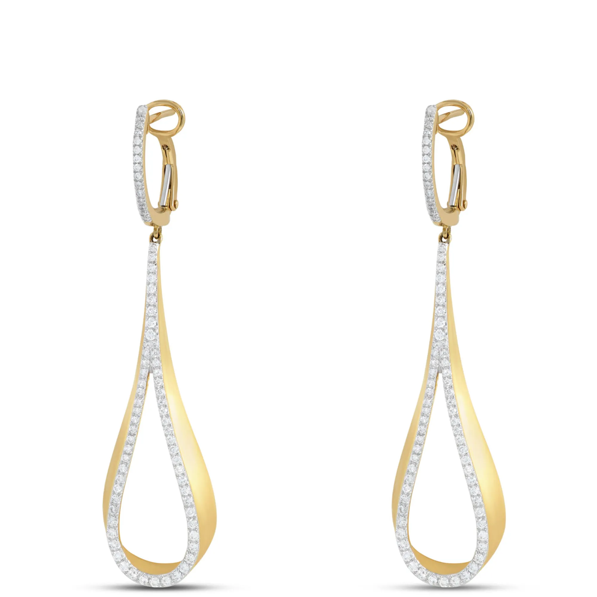 Diamond Loop Dangle Earrings, 14K Yellow Gold Discount