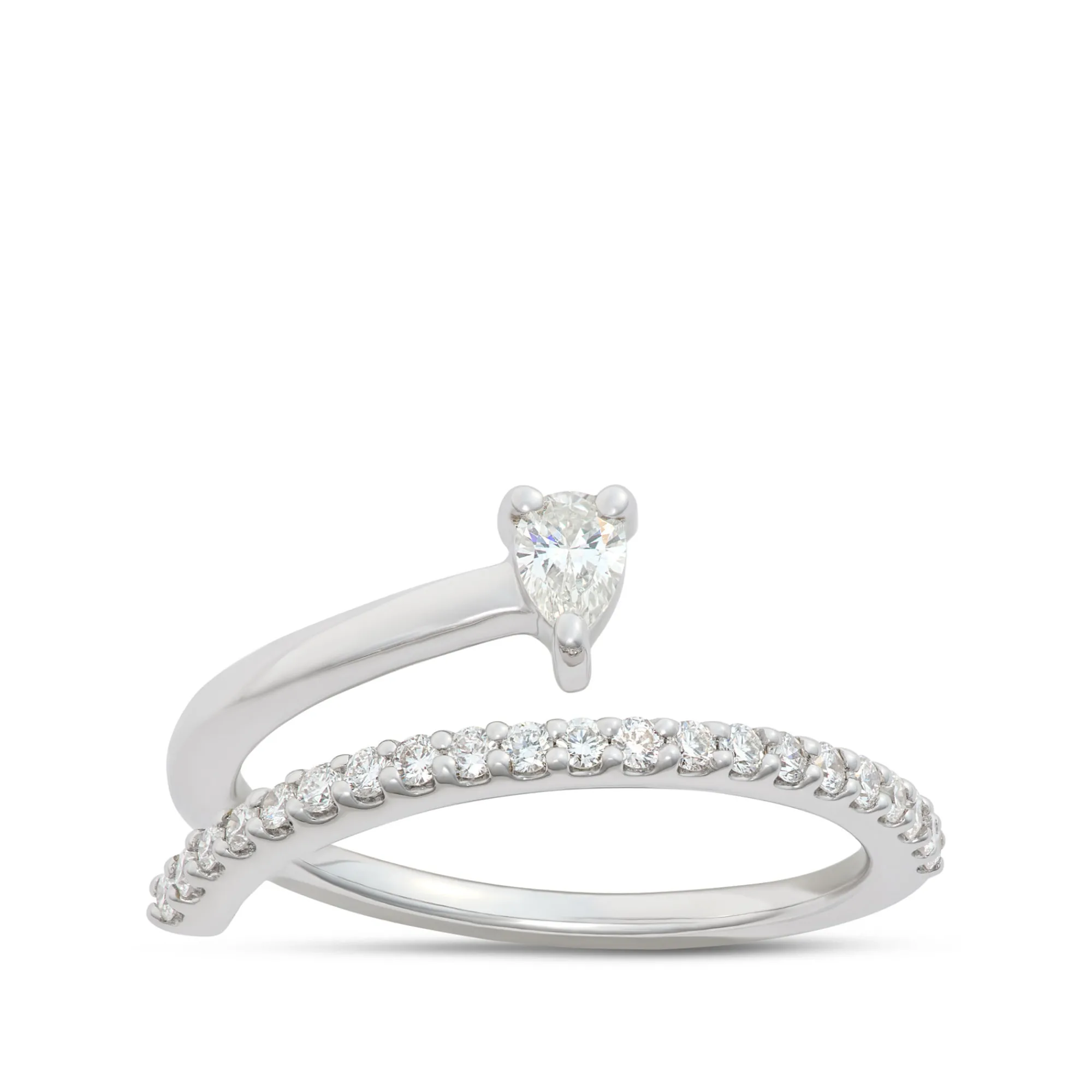 Diamond Overlap Ring, 14K White Gold Outlet
