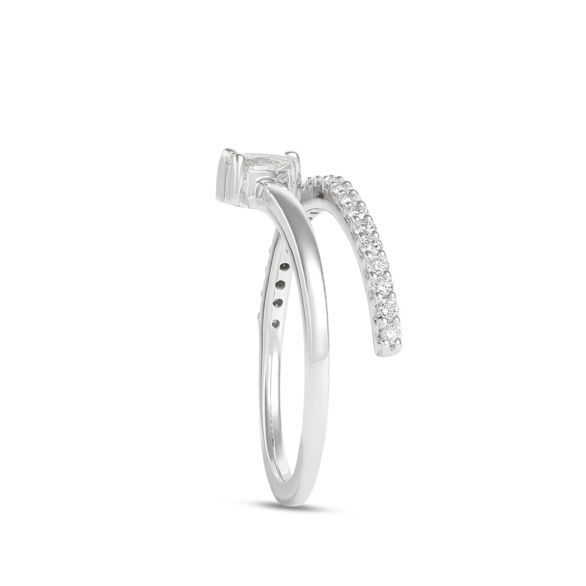 Diamond Overlap Ring, 14K White Gold Outlet