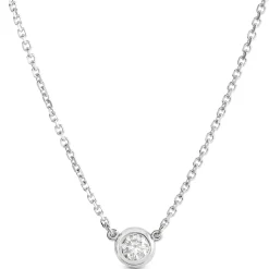 Diamond Solitaire Necklace 14K New