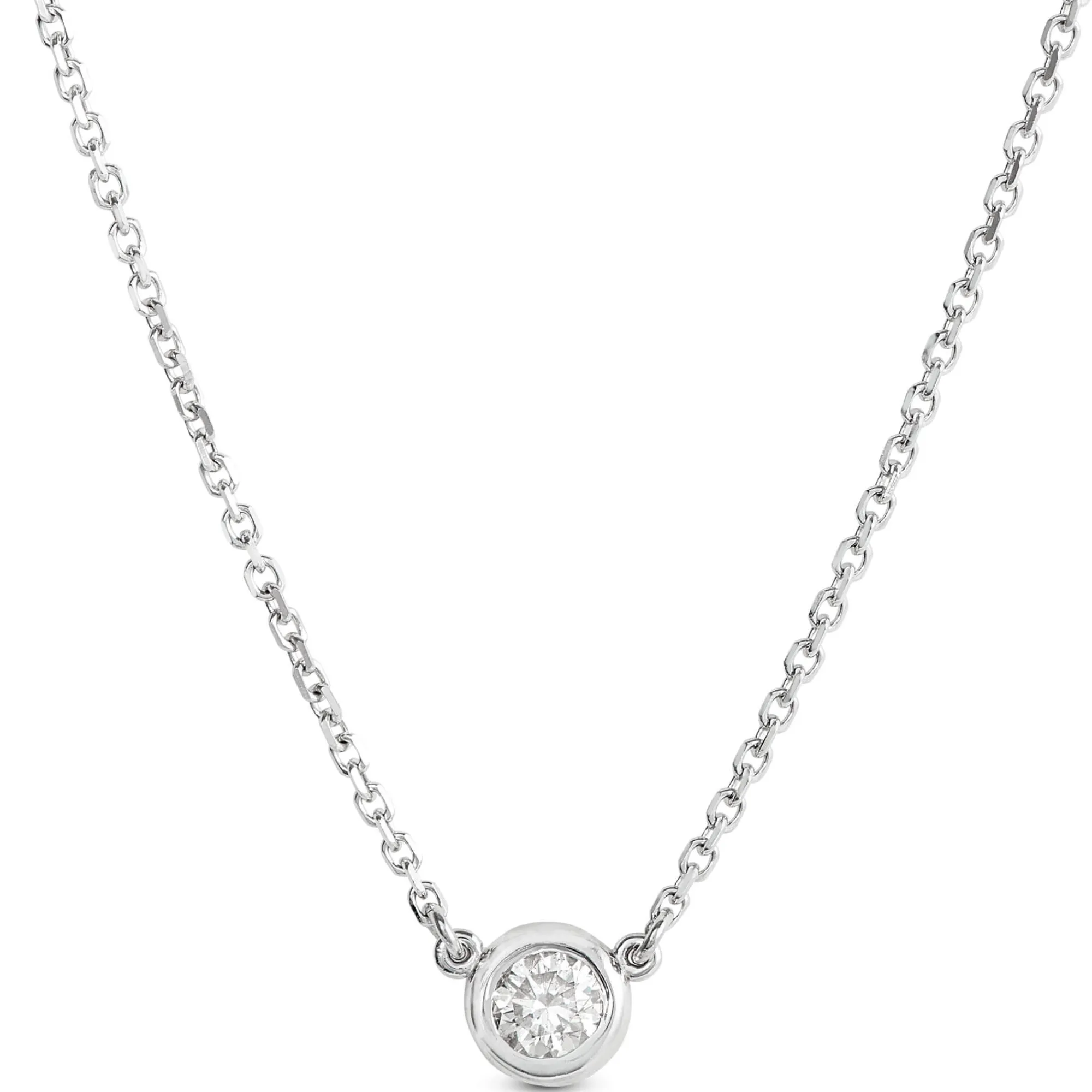 Diamond Solitaire Necklace 14K New