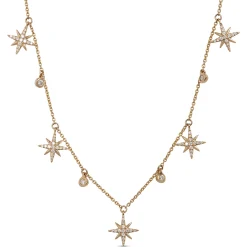 Diamond Star Dangle Necklace, 14K Yellow Gold Clearance