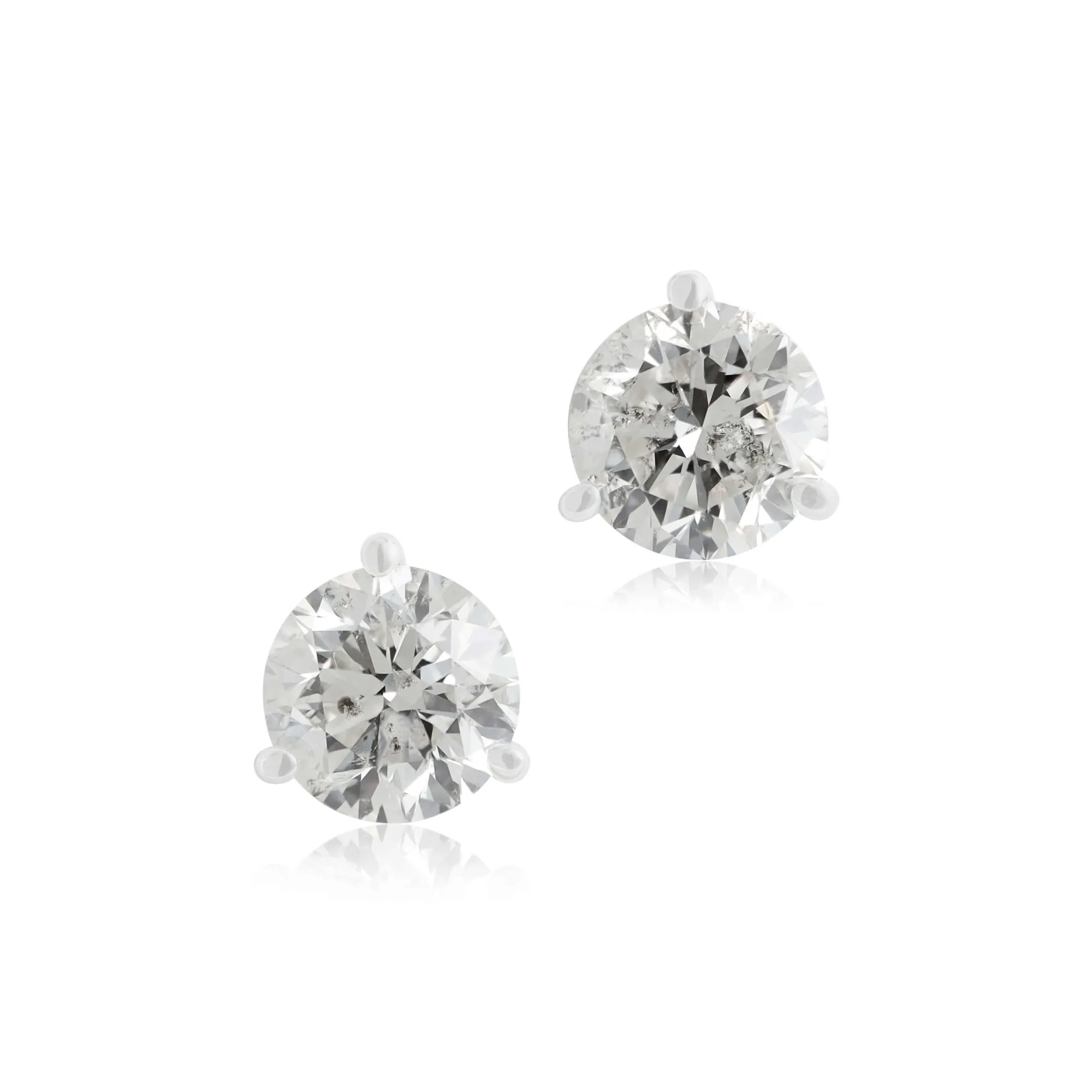 Diamond Stud Earrings, 14K White Gold