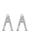 Diamond "V" Hoop Earrings, 14K Yellow Gold Outlet