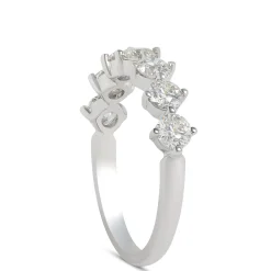 Diamond Wedding Band with 7 Round Diamonds, 18K White Gold New