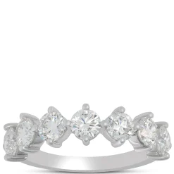 Diamond Wedding Band with 7 Round Diamonds, 18K White Gold New
