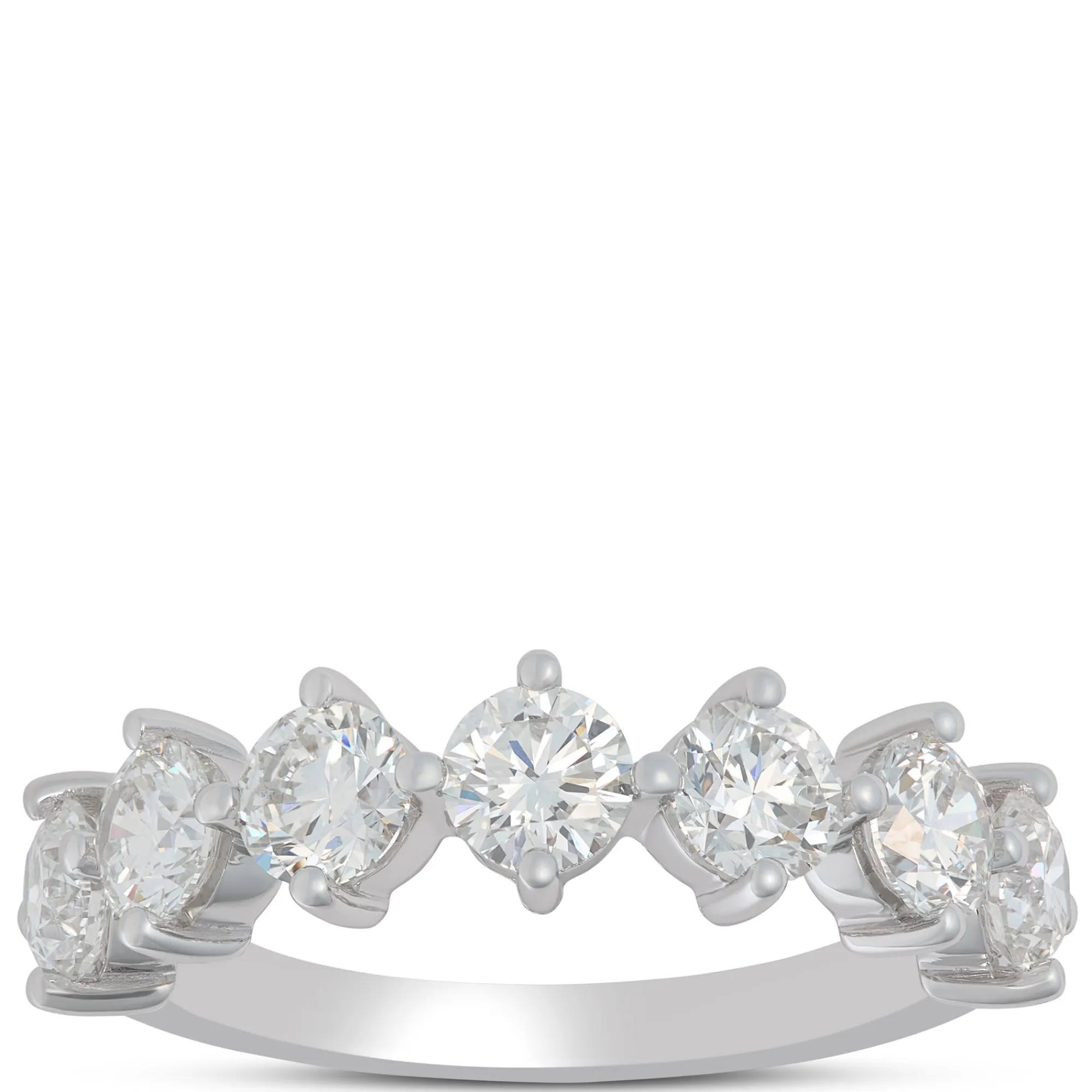 Diamond Wedding Band with 7 Round Diamonds, 18K White Gold New
