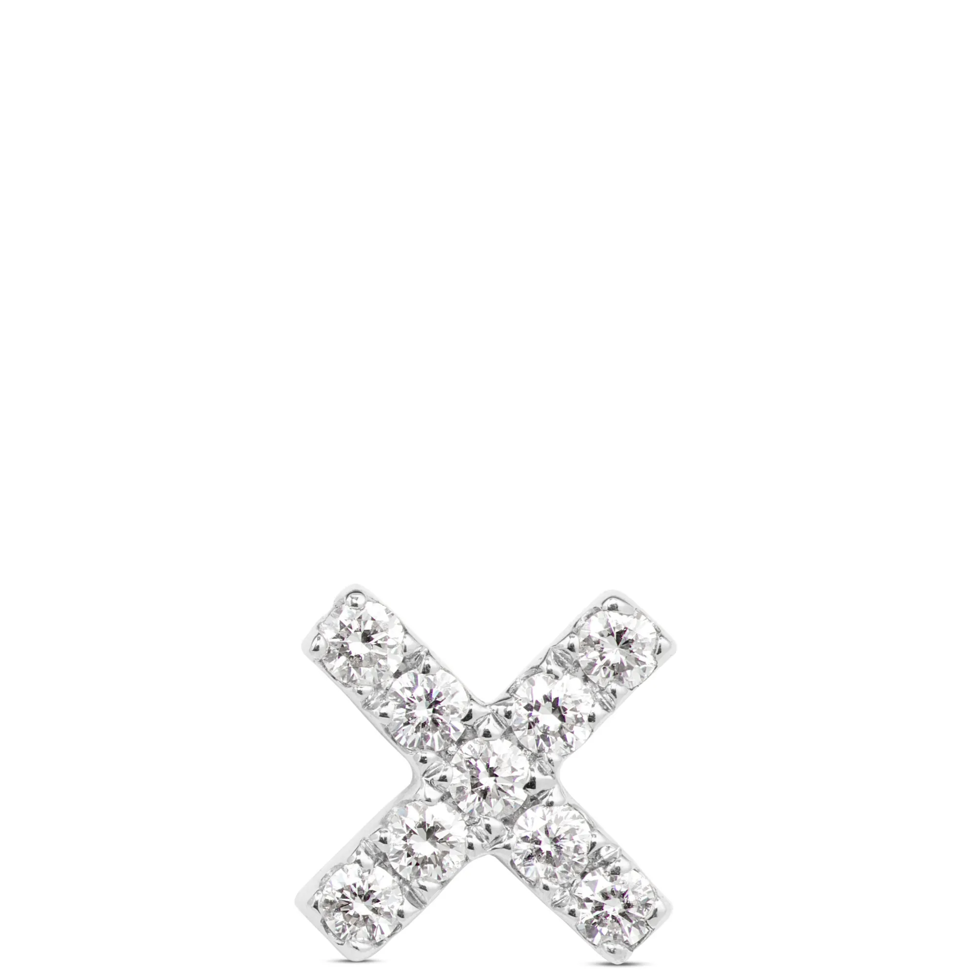 Diamond "X" Single Stud Earring, 14K White Gold Hot