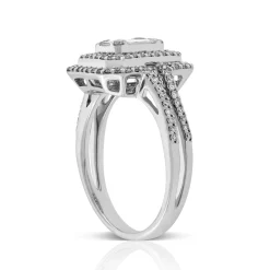 Double Halo Diamond Ring 14K Clearance