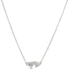 Double Heart Diamond Necklace, 14K White Gold New