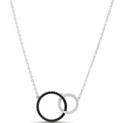 Double Loop Black and White Diamond Necklace, ⅓ Carat, 14K White Gold Outlet