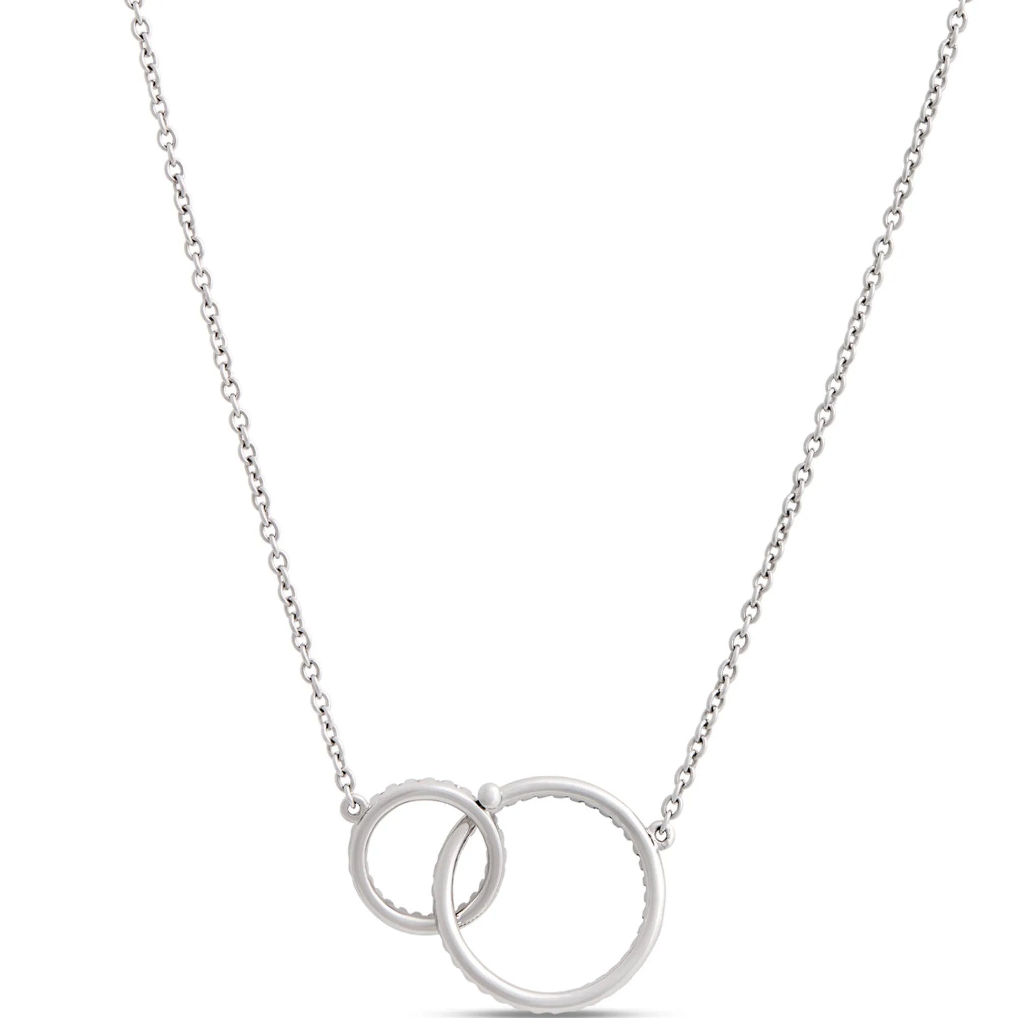 Double Loop Black and White Diamond Necklace, ⅓ Carat, 14K White Gold Outlet