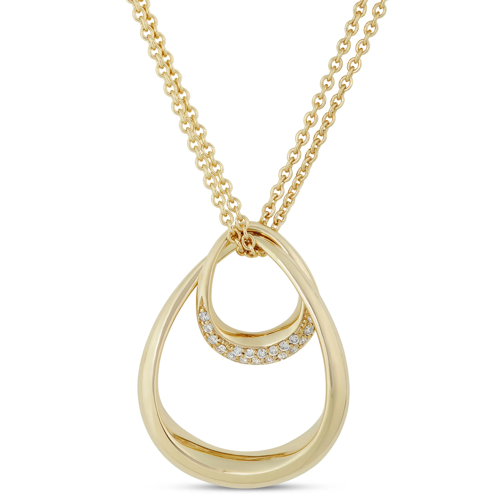 Double Loop Cluster Diamond Pendant, 14K Yellow Gold Online
