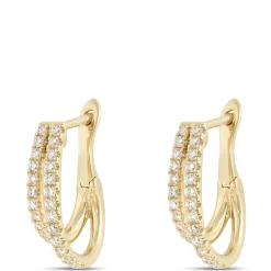 Double Oval Hoops with Round Diamonds, 14K Yellow Gold Best