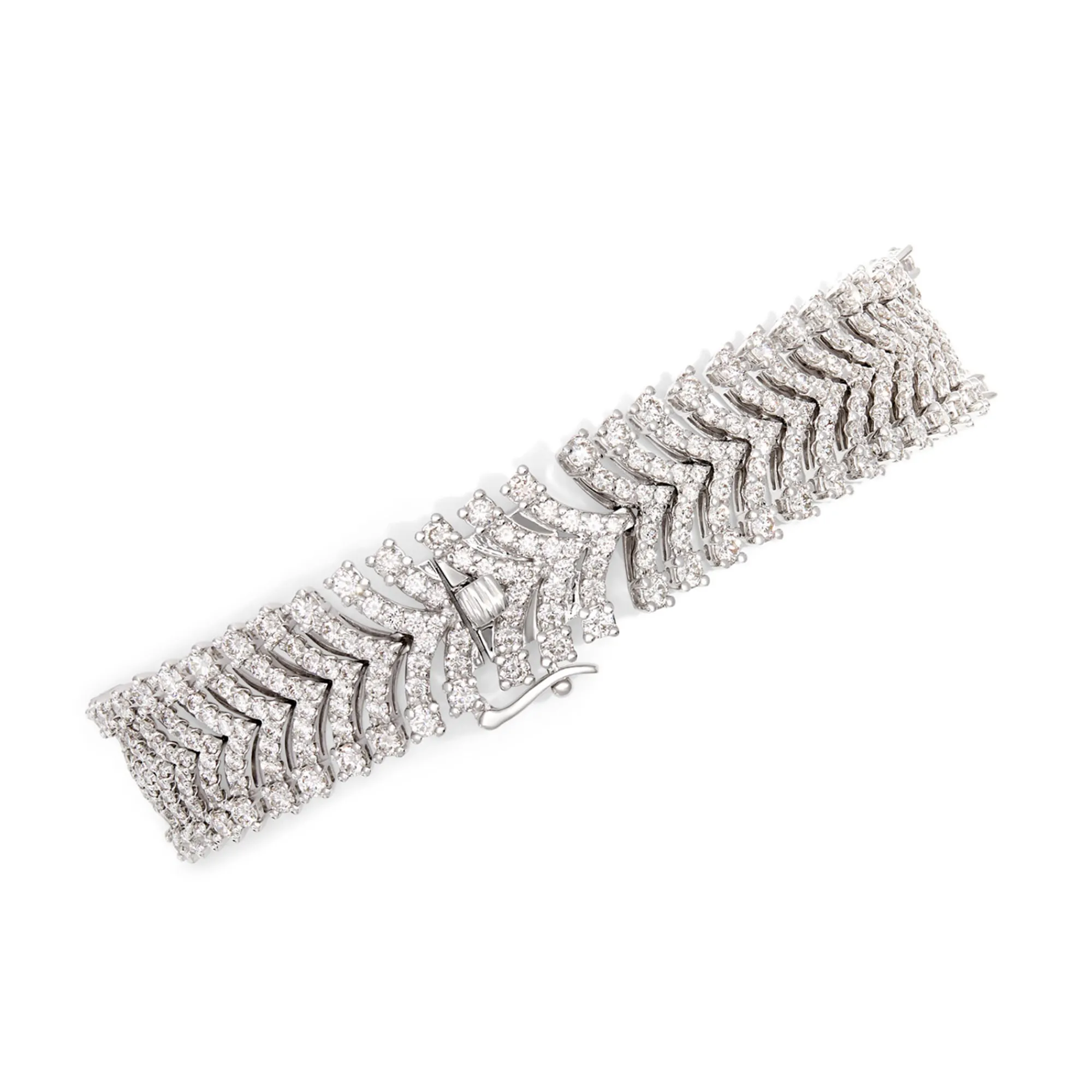 Elegant Multi-Row Diamond Bracelet, 10 Total Carat Weight, 14K White Gold Best