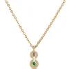 Emerald and Diamond pendant, 14K Yellow Gold Discount