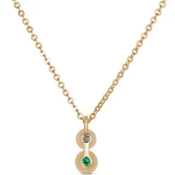 Emerald and Diamond pendant, 14K Yellow Gold Discount