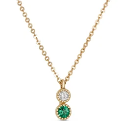 Emerald and Diamond pendant, 14K Yellow Gold Discount