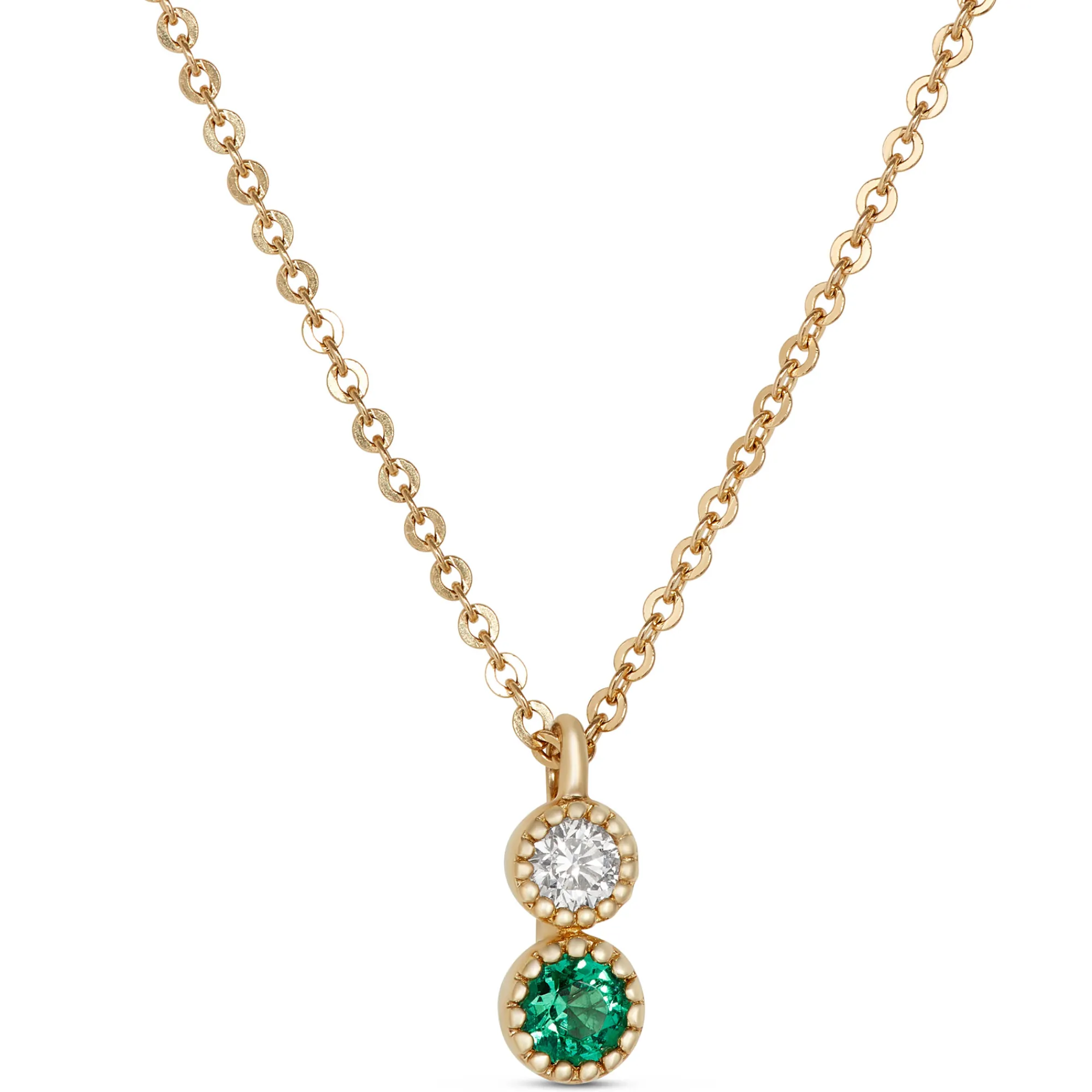 Emerald and Diamond pendant, 14K Yellow Gold Discount
