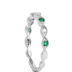 Emerald and Diamond Ring, 14K White Gold Hot