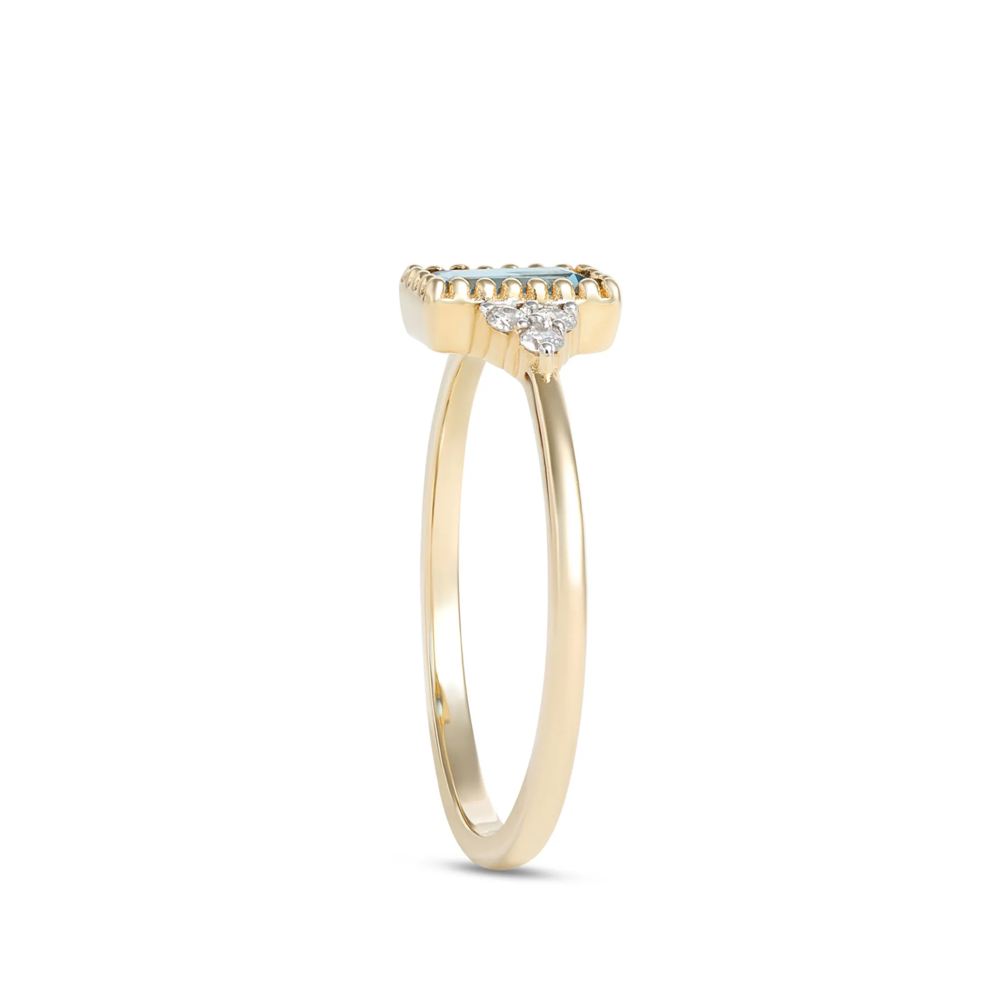 Emerald Cut Blue Topaz Ring, 14K Yellow Gold Online