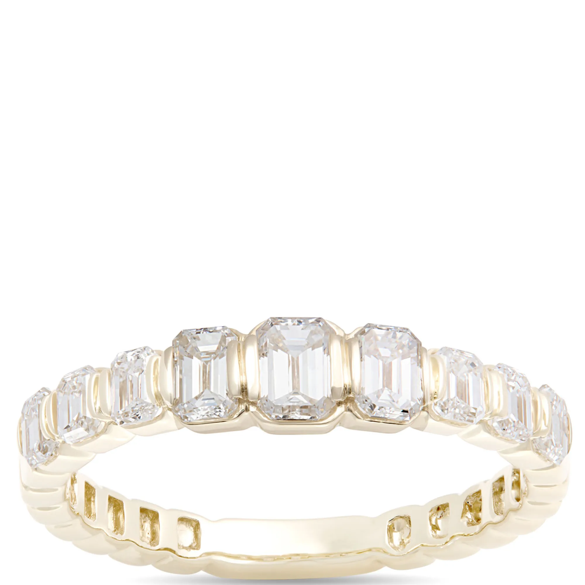 Emerald Cut Diamond Band, 1 Carat Total Weight, 14K Yellow Gold Clearance