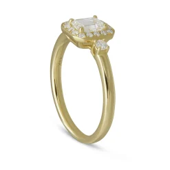 Emerald Cut Diamond Bridal Ring, 14K Yellow Gold Sale