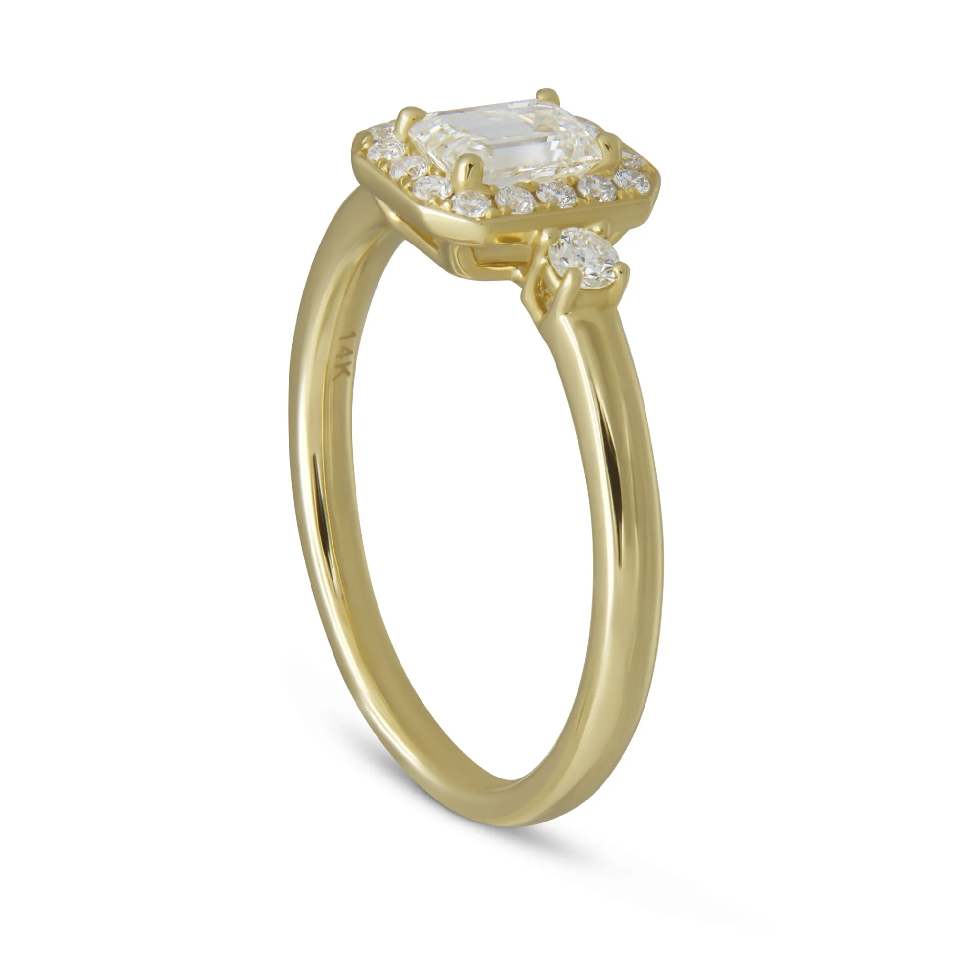 Emerald Cut Diamond Bridal Ring, 14K Yellow Gold Sale