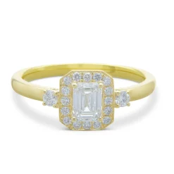 Emerald Cut Diamond Bridal Ring, 14K Yellow Gold Sale